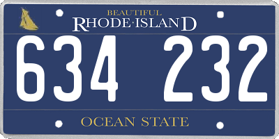 RI license plate 634232