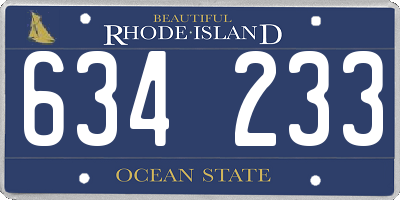 RI license plate 634233