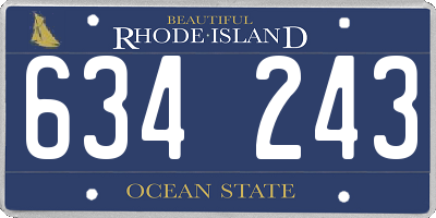 RI license plate 634243