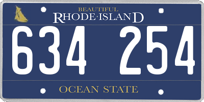 RI license plate 634254