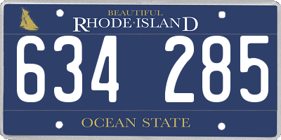 RI license plate 634285