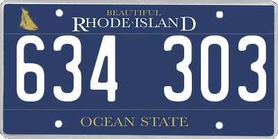 RI license plate 634303