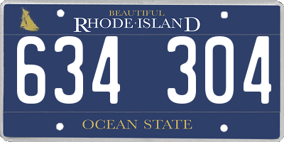 RI license plate 634304