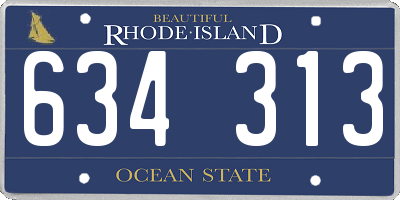 RI license plate 634313