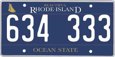 RI license plate 634333
