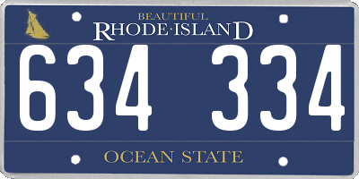 RI license plate 634334