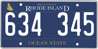RI license plate 634345