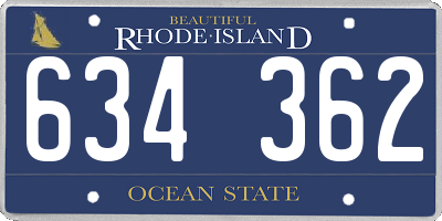 RI license plate 634362