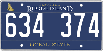 RI license plate 634374