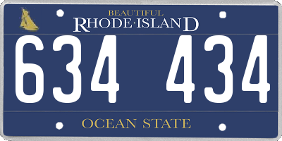 RI license plate 634434
