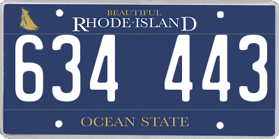 RI license plate 634443