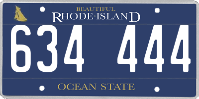RI license plate 634444