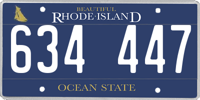 RI license plate 634447