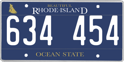 RI license plate 634454