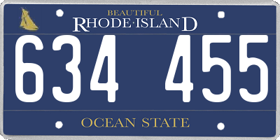 RI license plate 634455