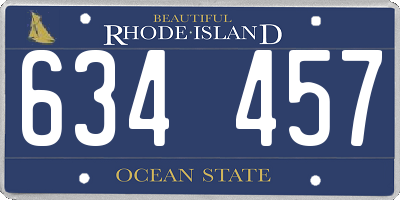 RI license plate 634457