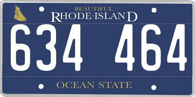 RI license plate 634464