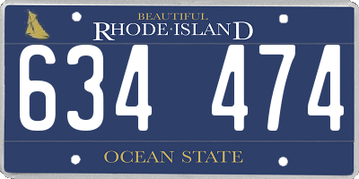 RI license plate 634474
