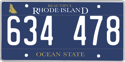 RI license plate 634478