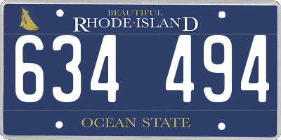 RI license plate 634494