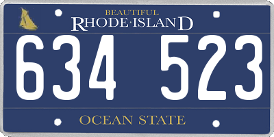 RI license plate 634523
