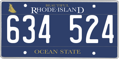 RI license plate 634524