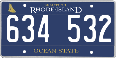 RI license plate 634532