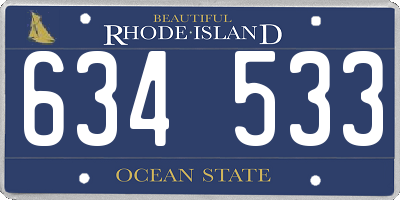 RI license plate 634533