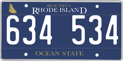 RI license plate 634534
