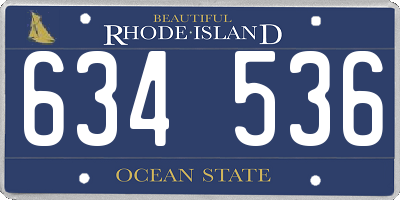 RI license plate 634536