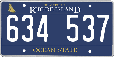RI license plate 634537