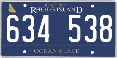 RI license plate 634538