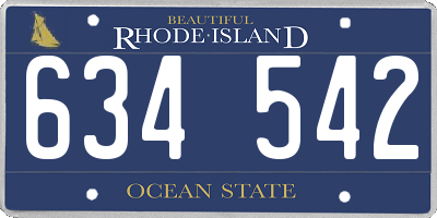 RI license plate 634542