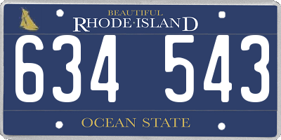 RI license plate 634543