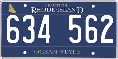 RI license plate 634562