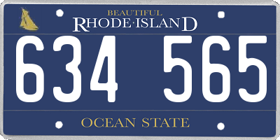 RI license plate 634565
