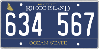RI license plate 634567