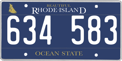 RI license plate 634583