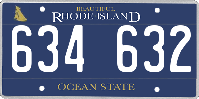 RI license plate 634632