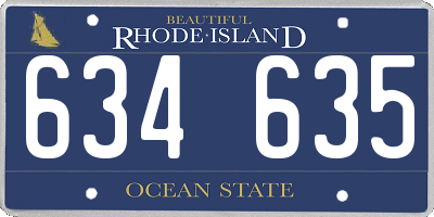 RI license plate 634635