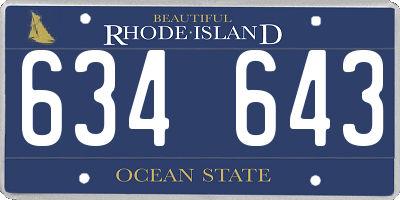 RI license plate 634643