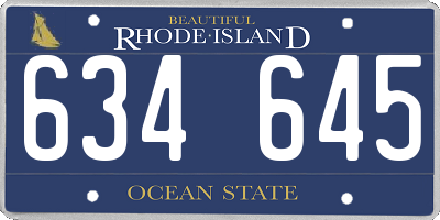 RI license plate 634645