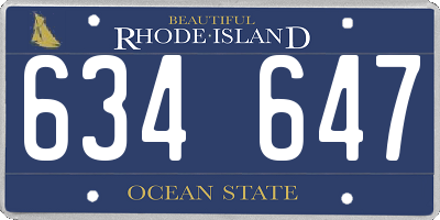 RI license plate 634647