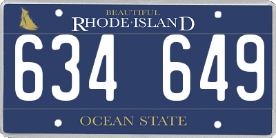 RI license plate 634649
