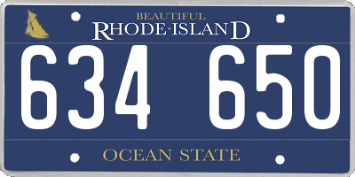 RI license plate 634650