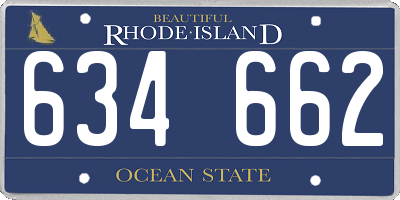 RI license plate 634662