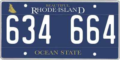 RI license plate 634664