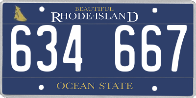 RI license plate 634667