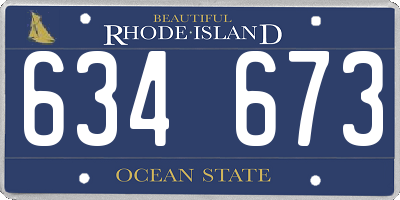 RI license plate 634673