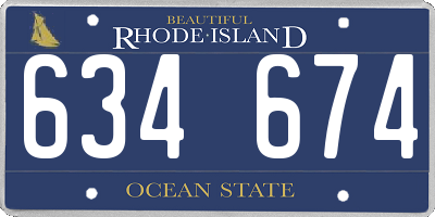 RI license plate 634674